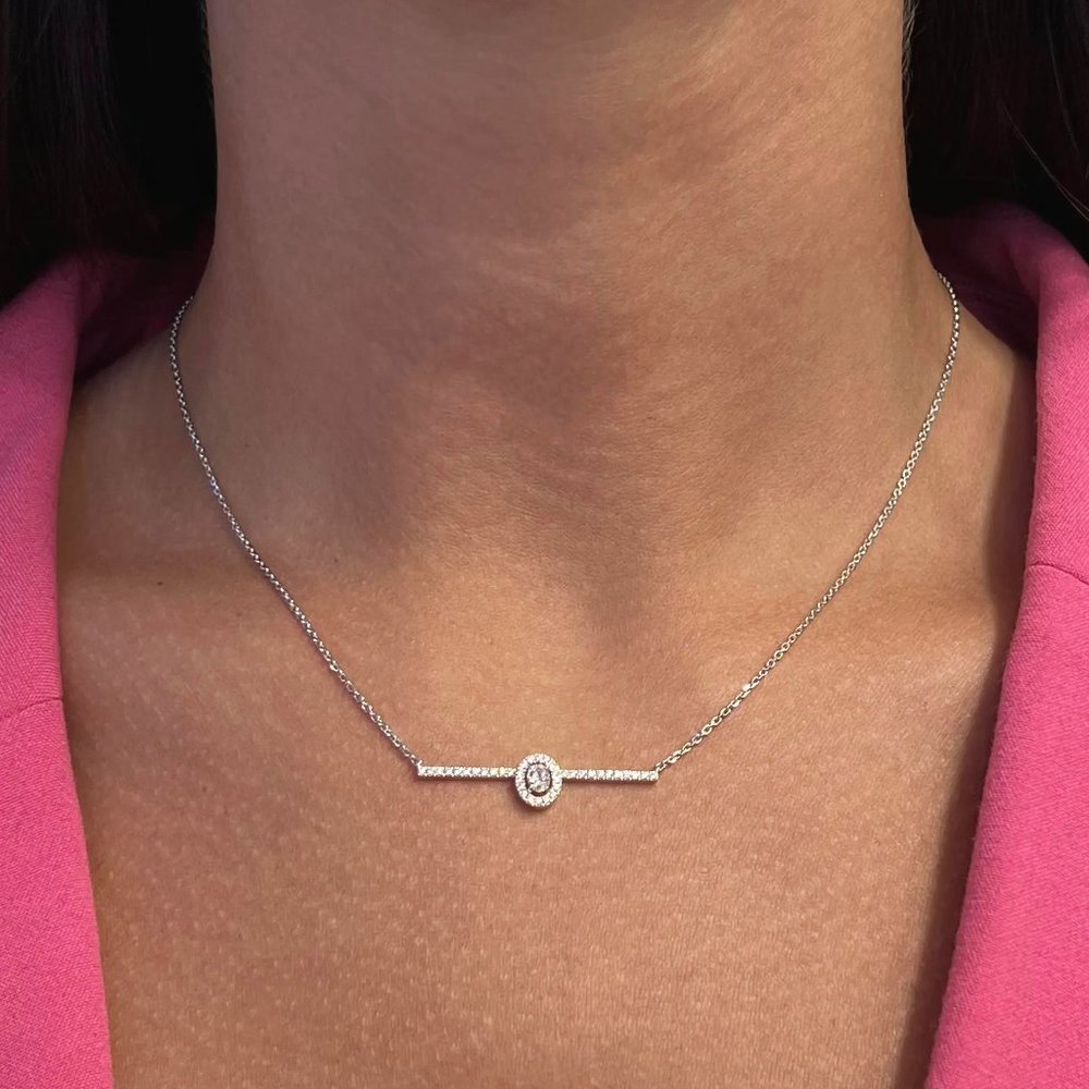 Messika 0.36Cttw Glam'Azone Diamond Chain Necklace 18K White Gold 18.5 Inches
